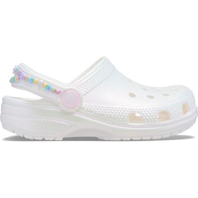 Sandália Crocs Classic Friendship Iridescent Clog K White