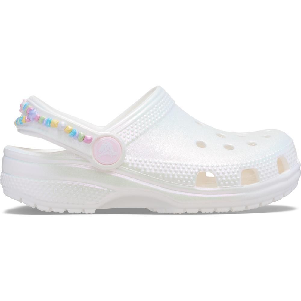 Sandália Crocs Classic Friendship Iridescent Clog K White - 1
