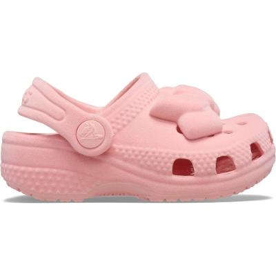 Sandália Crocs Littles Velvet Bow Powder Pink