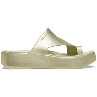 Sandália Crocs Getaway Platform Toe Loop Champagne Metallic