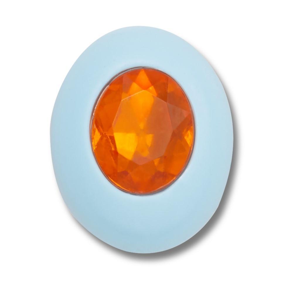 Jibbitz™ Oval Azul com Pedra Laranja  Único - 1