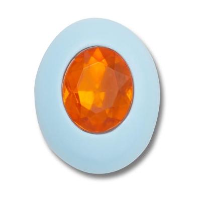 Jibbitz™ Oval Azul com Pedra Laranja  Único