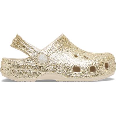 Sandália Crocs Classic Chunky Glitter Clog T  Sandstone