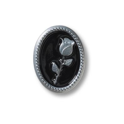 Jibbitz™ Emblema de Rosa Preto e Prata Único