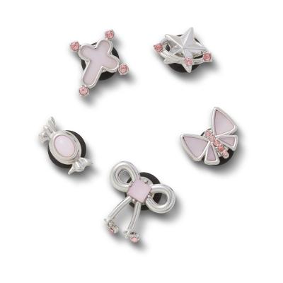 Jibbitz Prata e Rosa Pack com 5 Peças Único