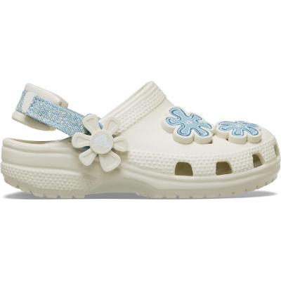 Sandália Crocs Classic Denim Flower Adjustable Backstrap Clog T Summit White