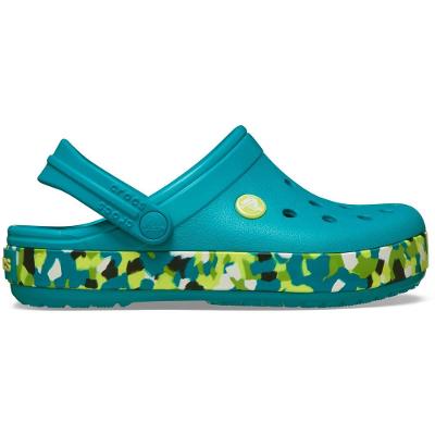 Sandália Crocs Crocband Glow Confetti Band Clog K Turbo Teal/Multi