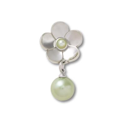 Jibbitz™ Pingente de Pérola Com Flor de Prata Único