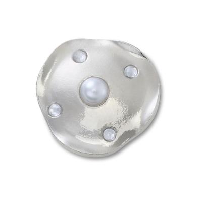 Jibbitz™ Disco de Prata e Pérola Único