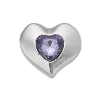 Jibbitz™ Coração Prata Com Gema Roxa Único