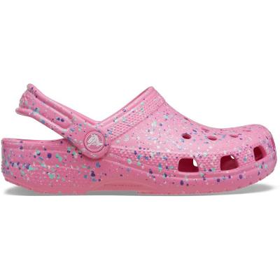 Sandália Crocs Classic Paint Splatter Clog K Pink Lemonade/Multi