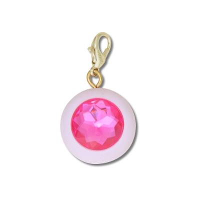 Jibbitz™ Pingente de Círculo Com Gema Rosa UNICO