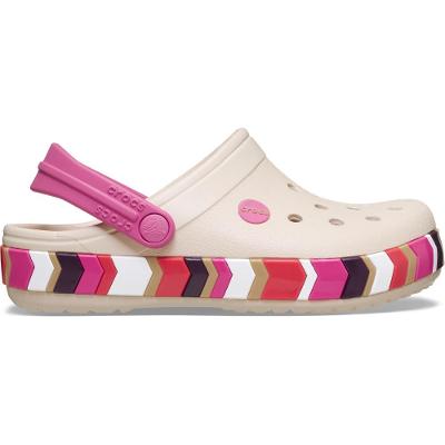 Sandália Crocs Crocband Chevron Band Clog K Frappé/Quiet Rose