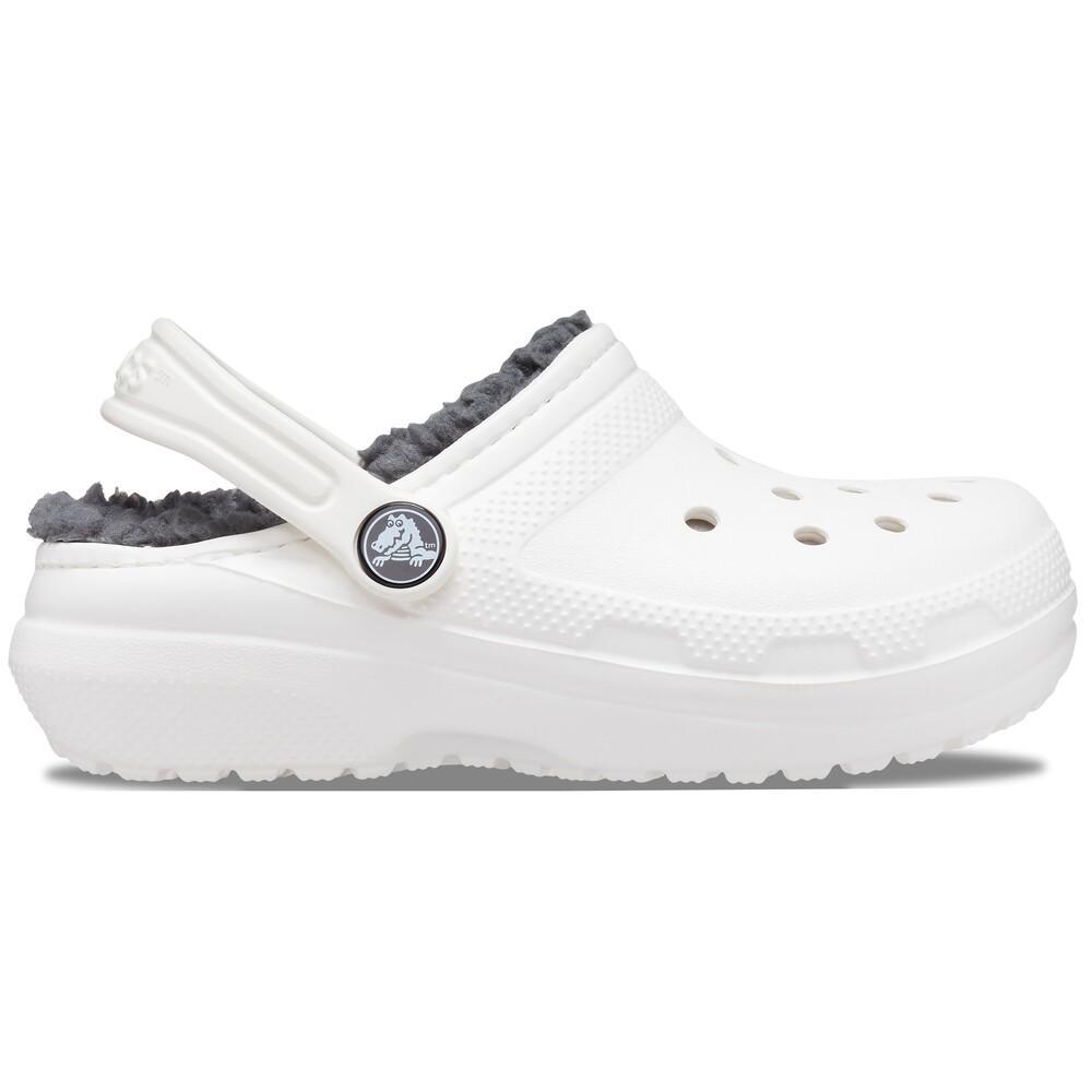 Sandália crocs classic lined k white/grey - 1