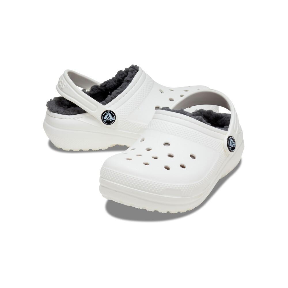 Sandália crocs classic lined k white/grey - 4