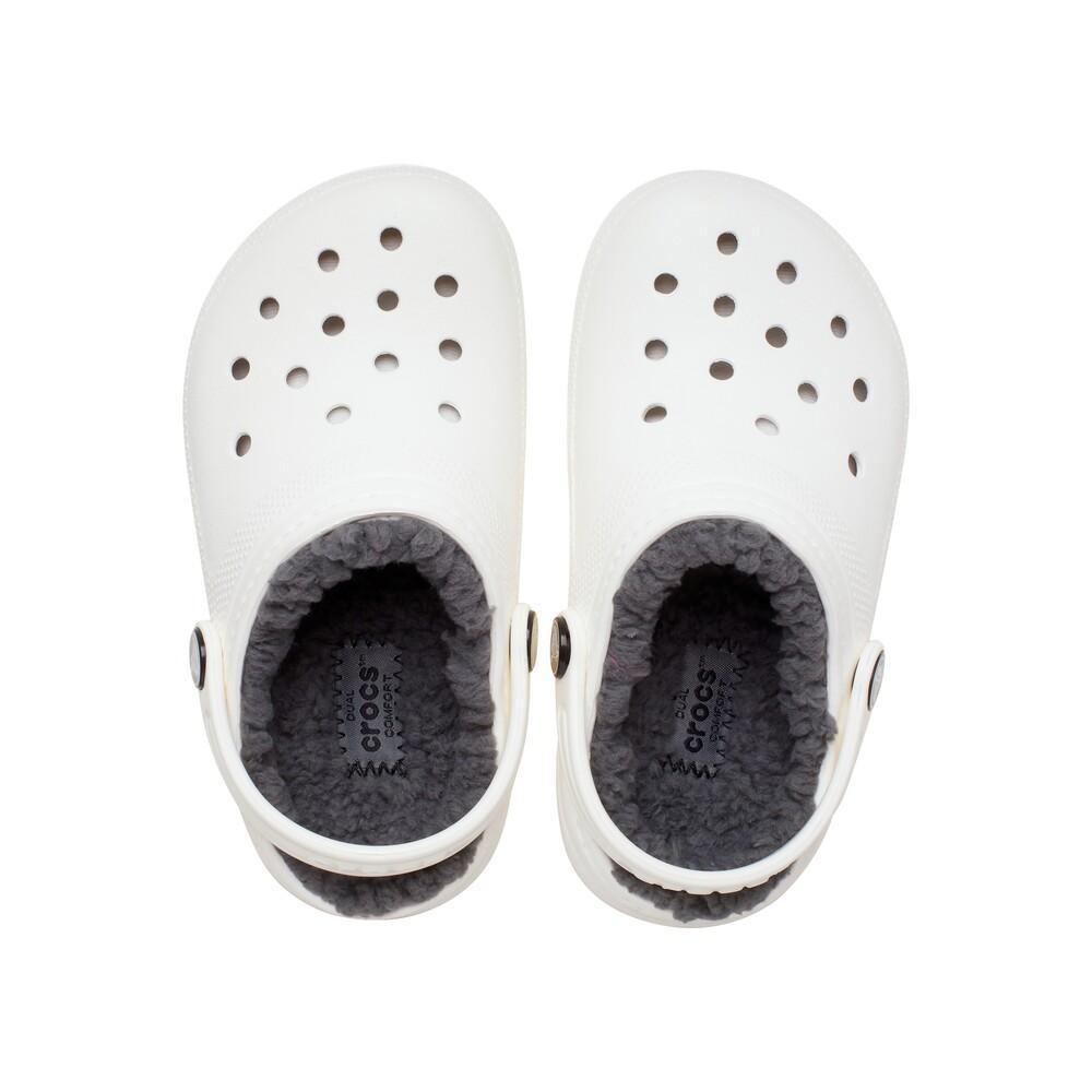 Sandália crocs classic lined k white/grey - 5