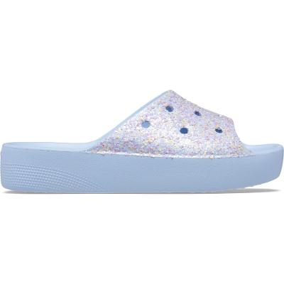 Chinelo classic plataform glitter slide blue calcite/multi