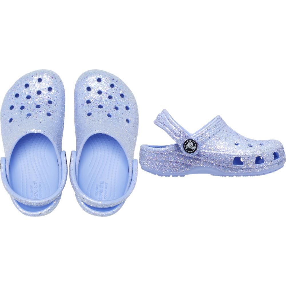 Sandália crocs classic clog glitter infantil moon jelly - 6