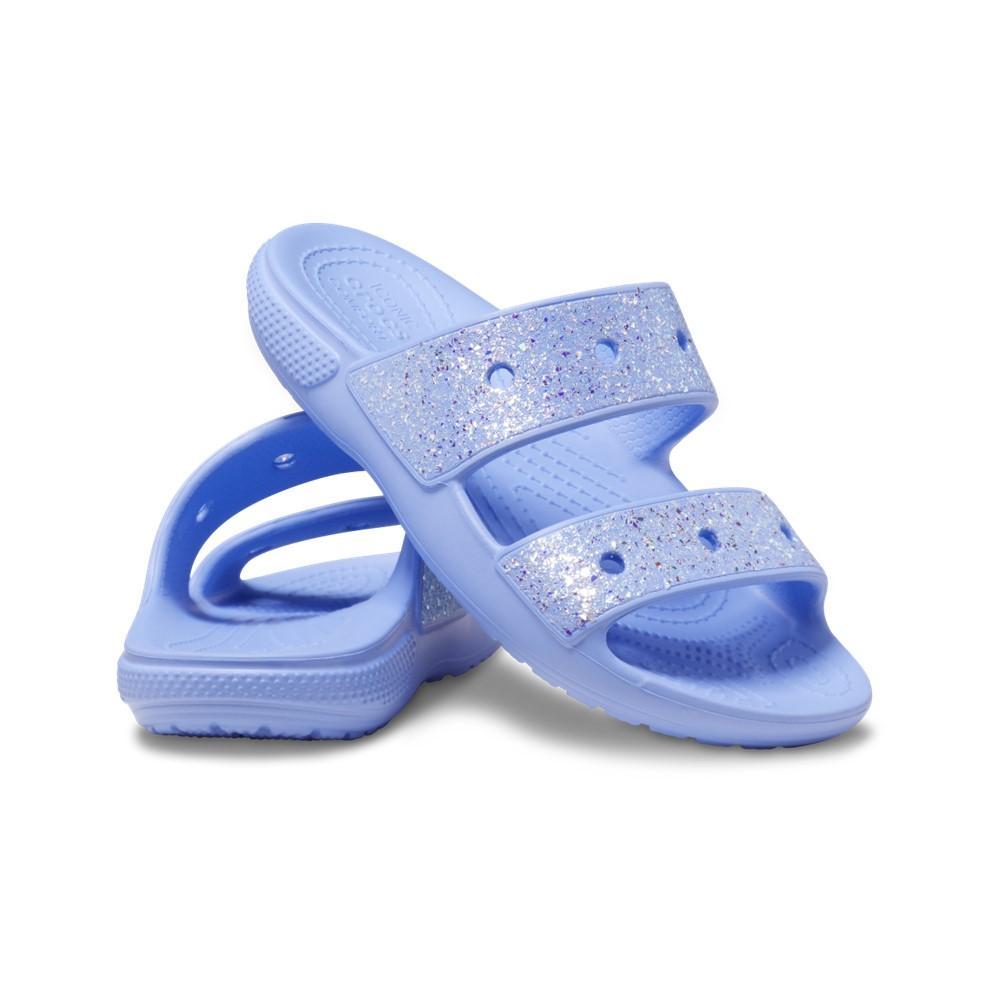 Sandália crocs classic glitter sandal k moon jelly - 3