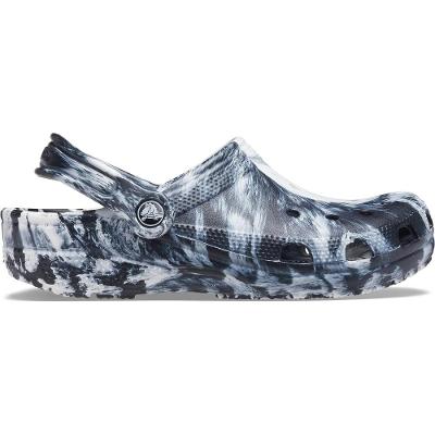 Sandália crocs classic marbled clog white/black