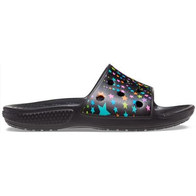 Sandália crocs classic printed slide kids black/multi