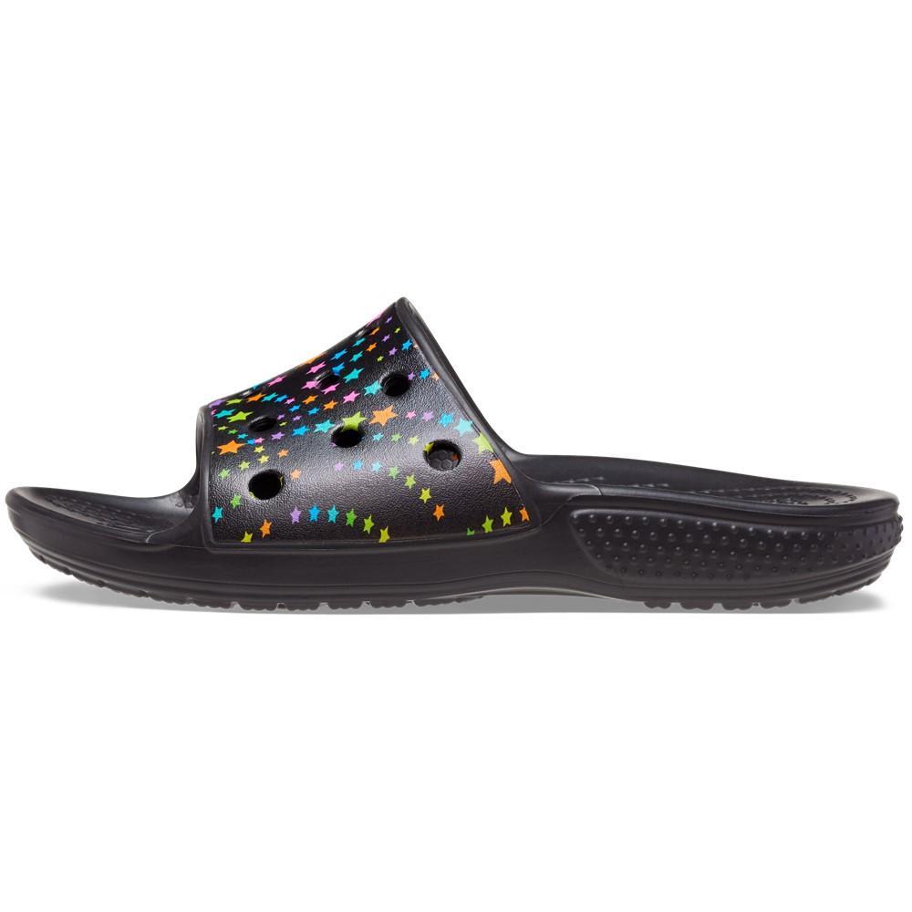 Sandália crocs classic printed slide kids black/multi - 2
