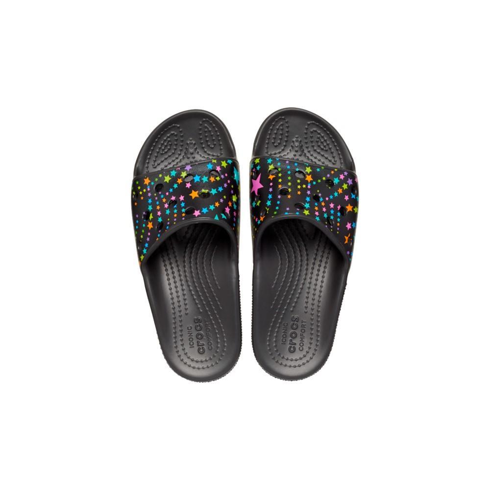 Sandália crocs classic printed slide kids black/multi - 3