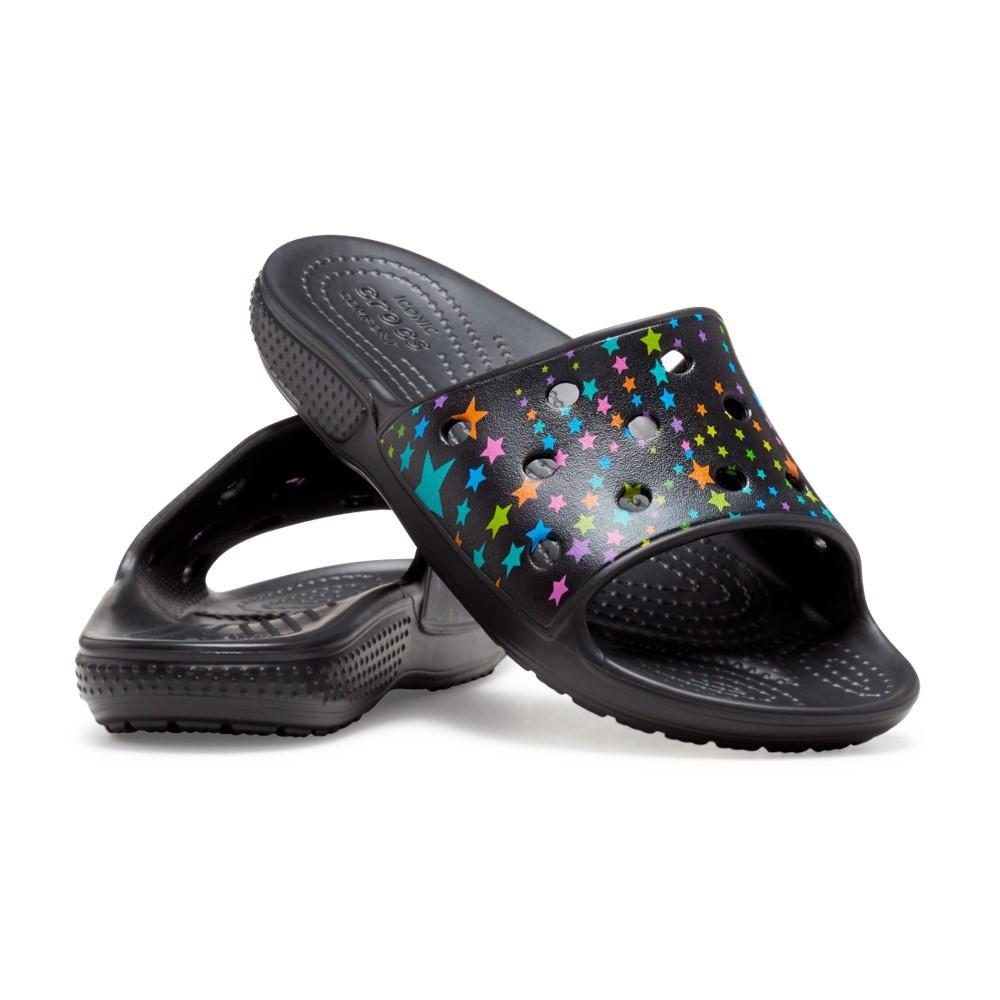 Sandália crocs classic printed slide kids black/multi - 4