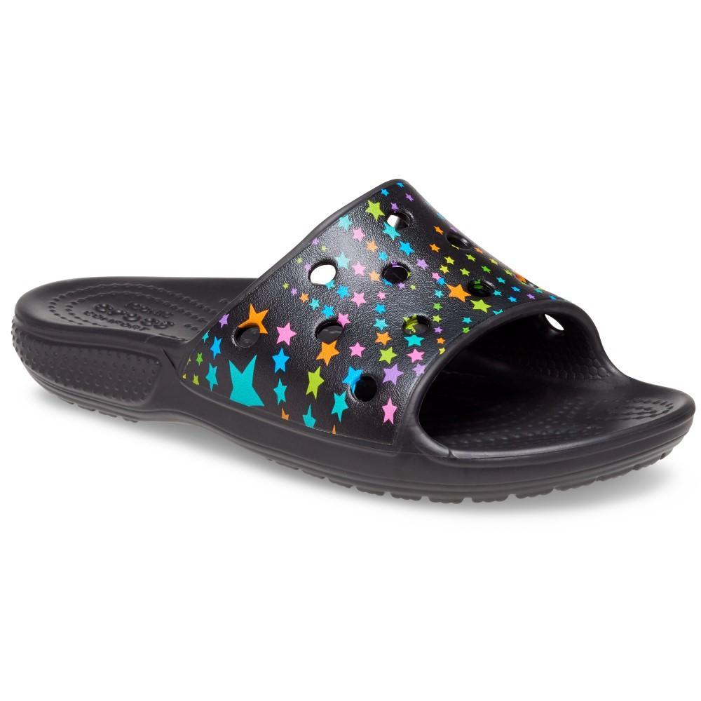 Sandália crocs classic printed slide kids black/multi - 5
