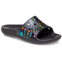 Sandália crocs classic printed slide kids black/multi - 5