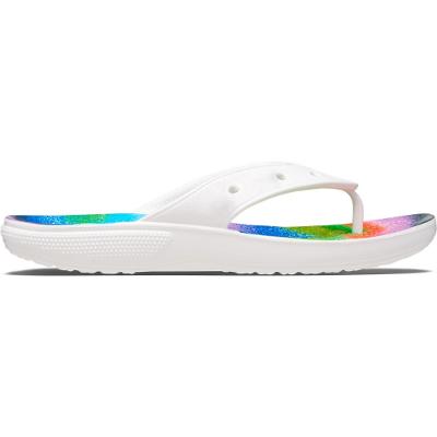 Chinelo crocs classic spary dye flip white/multi