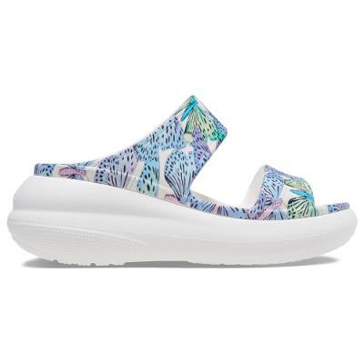 Sandália crocs classic crush plataform butterfly sandal white/multi