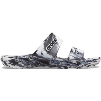 Sandália crocs classic sandal marbled white/black