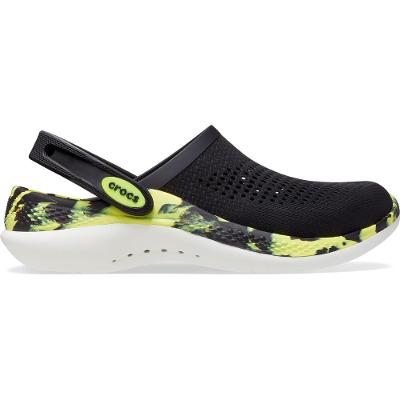 Sandália crocs literide™ 360 clog marbled black/citrus
