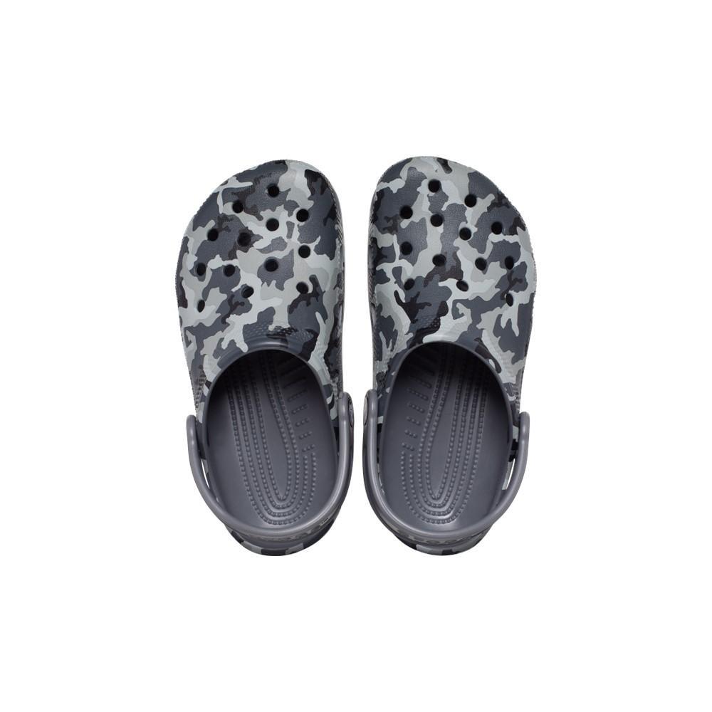 Sandália crocs classic camo clog kidst black/grey - 5