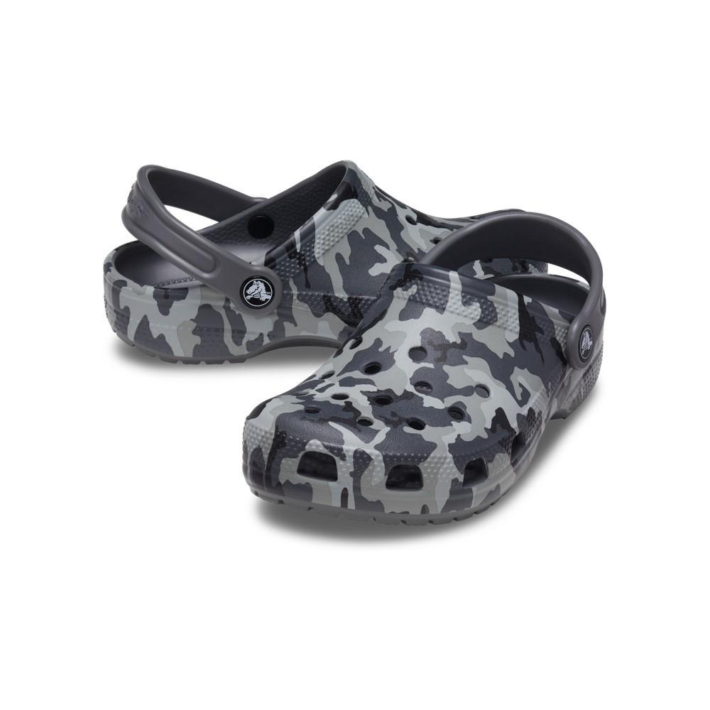 Sandália crocs classic camo clog kidst black/grey - 6