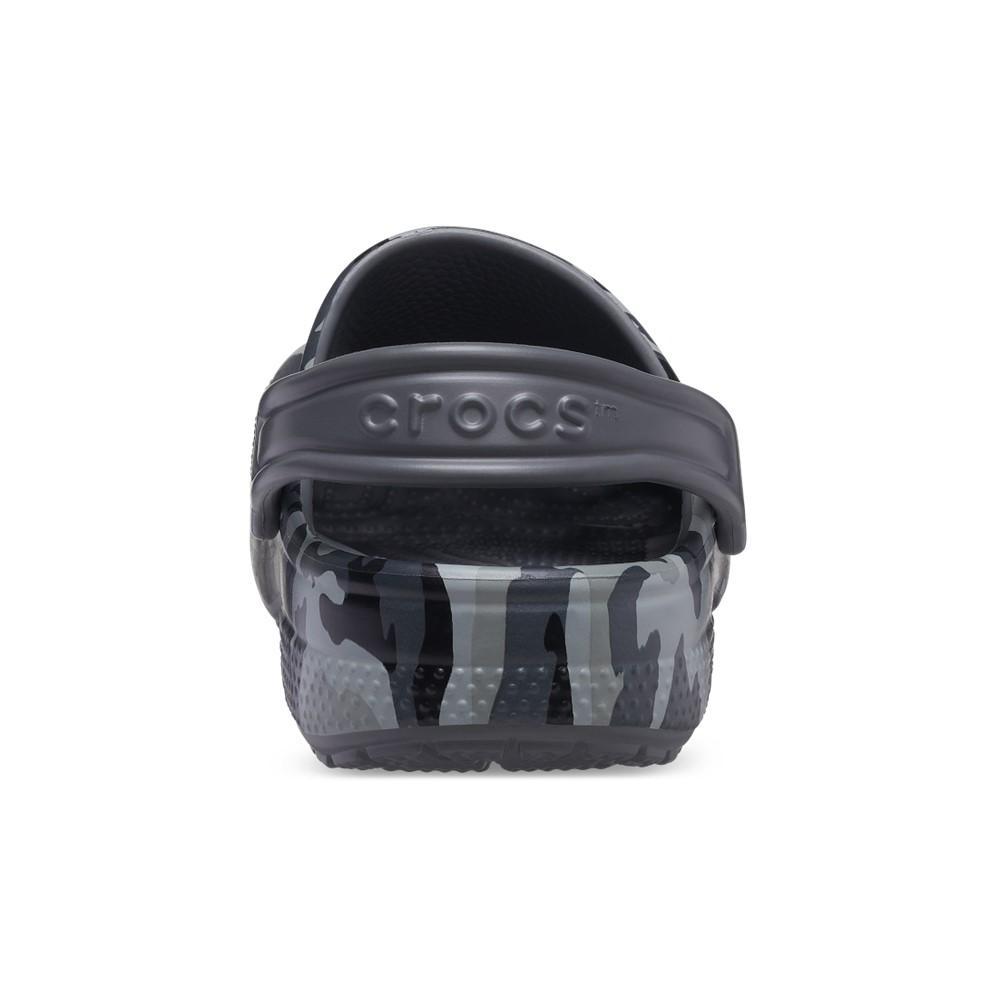 Sandália crocs classic camo clog kidst black/grey - 8