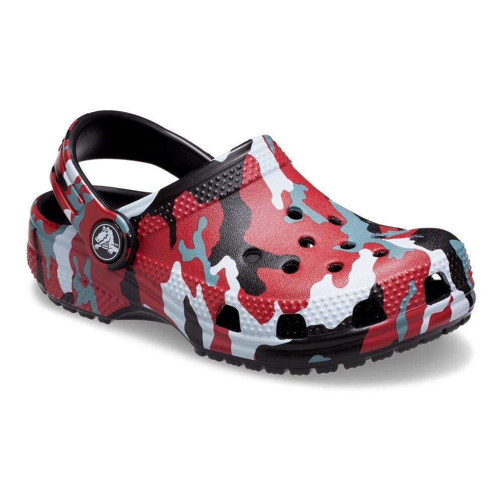 Sandália crocs classic camo clog kidst black/red - 2
