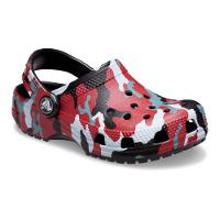 Sandália crocs classic camo clog kidst black/red - 2
