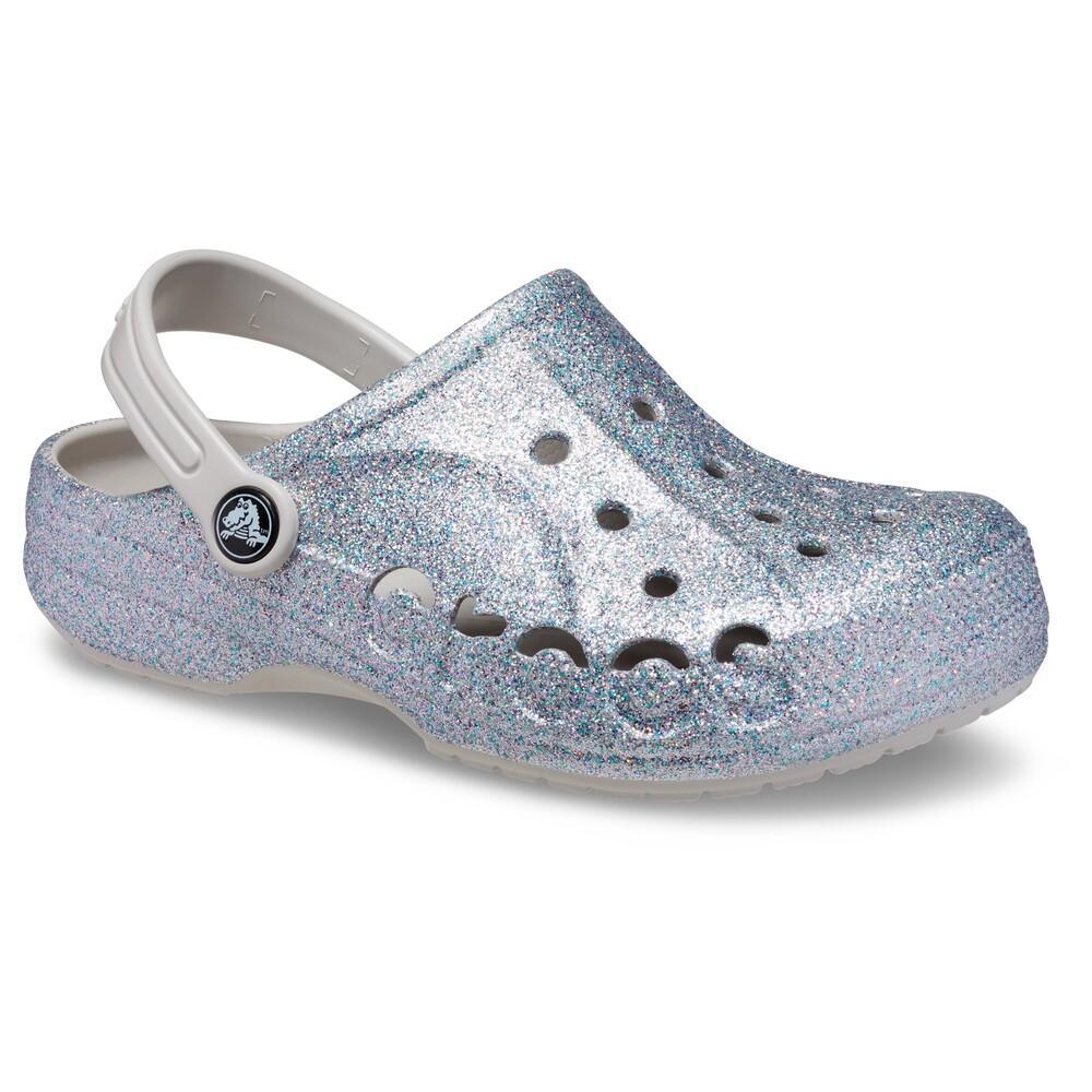 Sandália crocs baya glitter clog k silver - 2