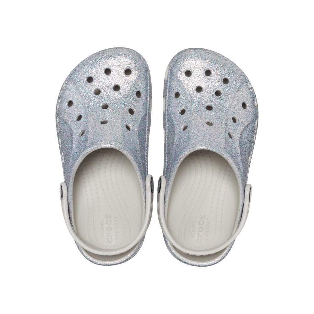 Sandália crocs baya glitter clog k silver - 5
