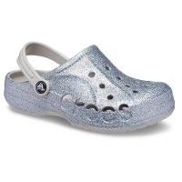 Sandália crocs baya glitter clog k silver