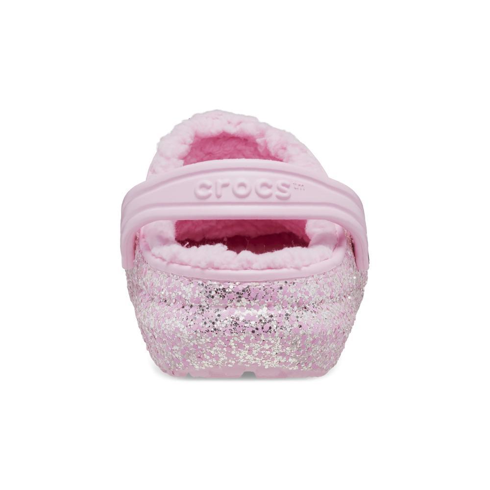 Sandália crocs classic lined glitter clog k flamingo - 10