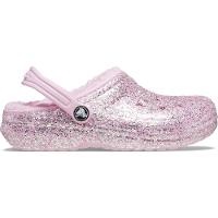 Sandália crocs classic lined glitter clog k flamingo - 1