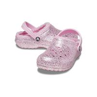 Sandália crocs classic lined glitter clog k flamingo - 6