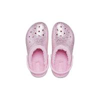 Sandália crocs classic lined glitter clog k flamingo - 7
