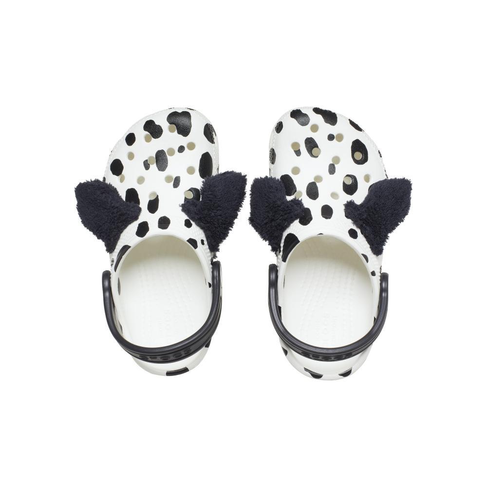 Sandália crocs classic i am dalmatian clog t white/black - 5