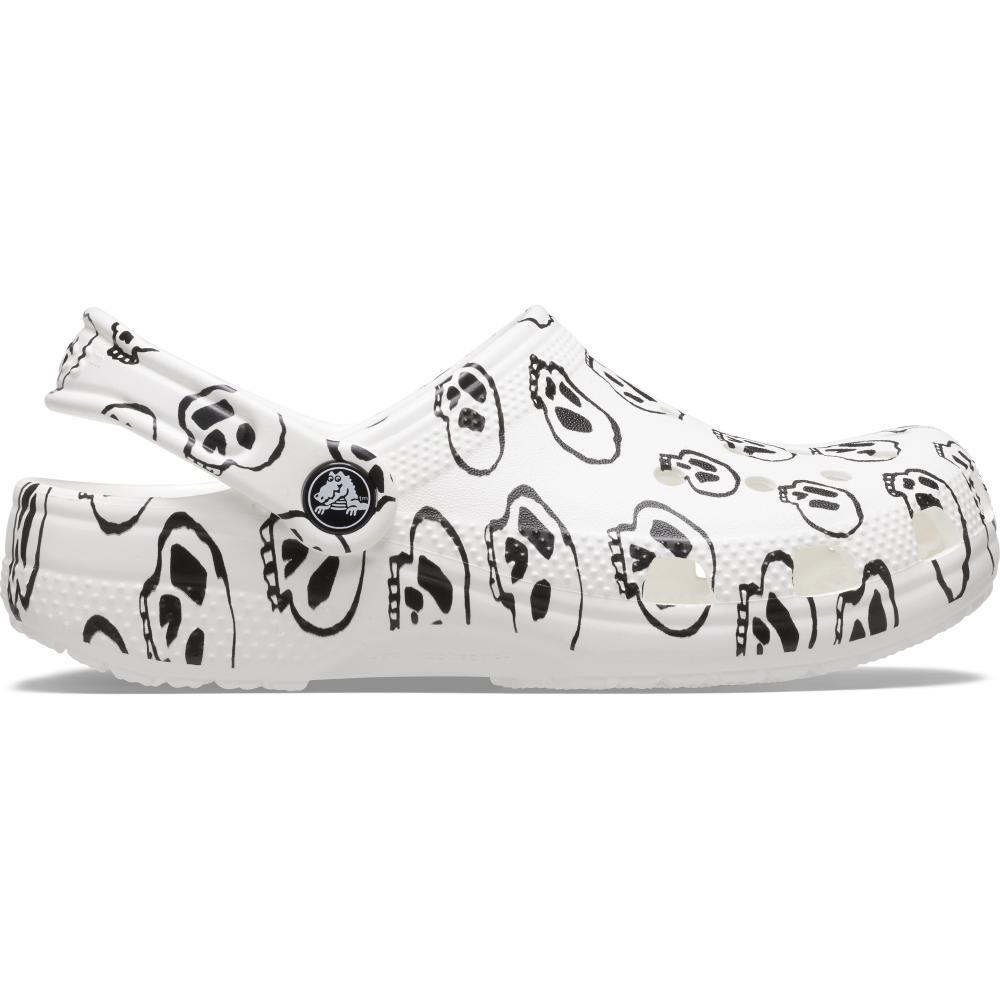 Sandália crocs classic skull print clog k white/black - 1