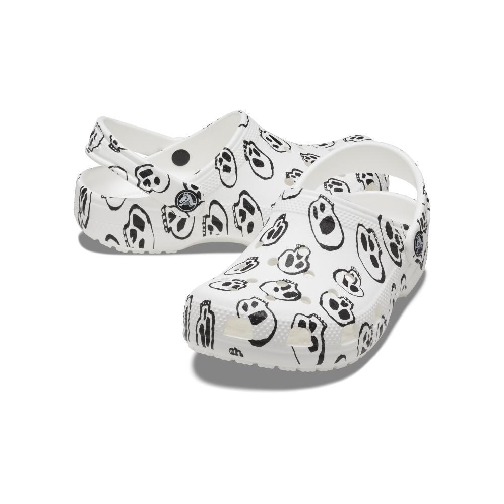 Sandália crocs classic skull print clog k white/black - 4