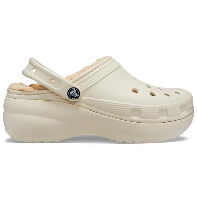 Sandália crocs classic plataform lined clog bone